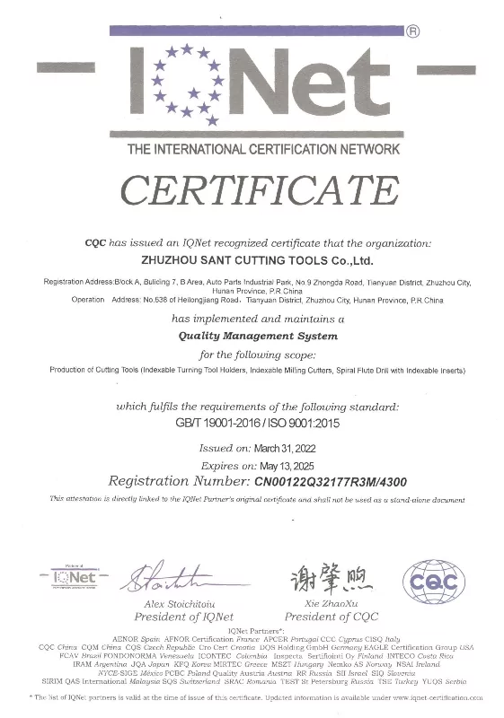 Сертификат ISO9001 Sant