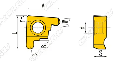 Чертеж GER150-075AR Пластина канавочная радиусная