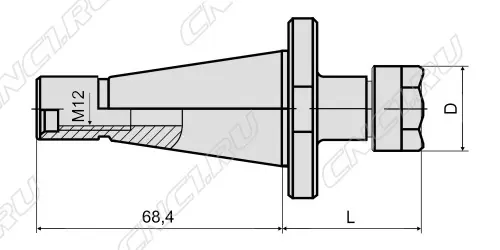 Чертеж NT30-ER16-063 Патрон цанговый