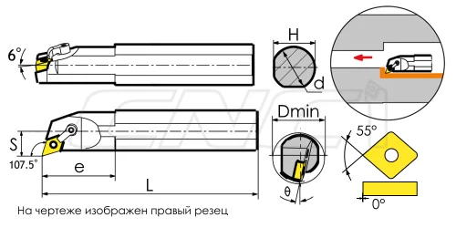 MDQNR / MDQNL Резцы (державки) расточные 