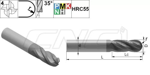 Твердосплавные сферические фрезы GM-4B