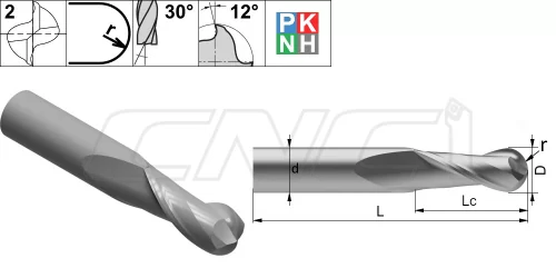 M2SR Сферические 2-зубые микрофрезы для профильной обработки