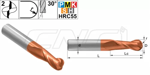 Твердосплавные сферические фрезы T13.Z2