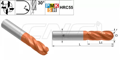 Твердосплавные сферические фрезы T13.Z4