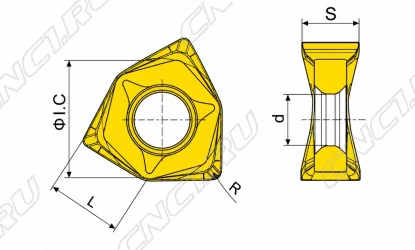 Чертеж WNMU080608EN-GM LF6018 Пластина фрезерная