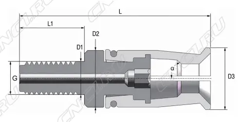 Чертеж Зажим штревеля лепестковый, внешняя резьба BT40-45°